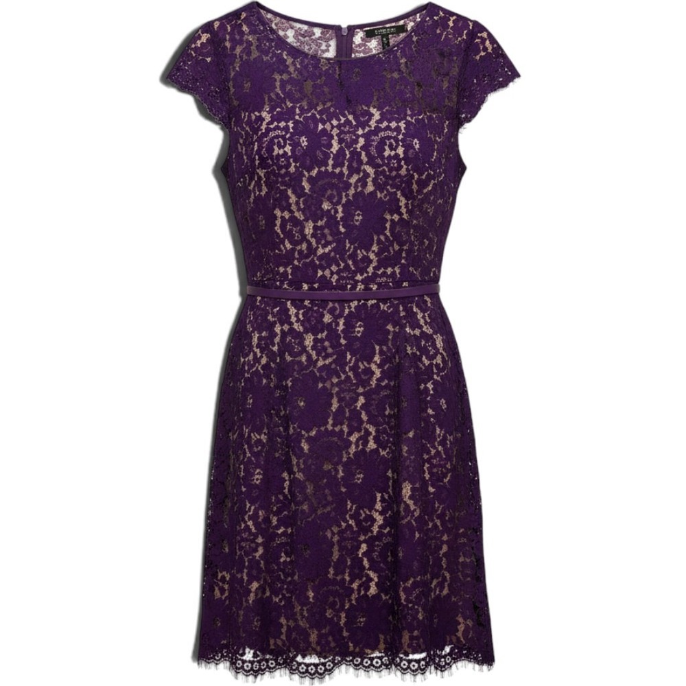 Eliza J Dress Womens 16W Floral Lace Fit & Flare Purple Cap Sleeve EUC